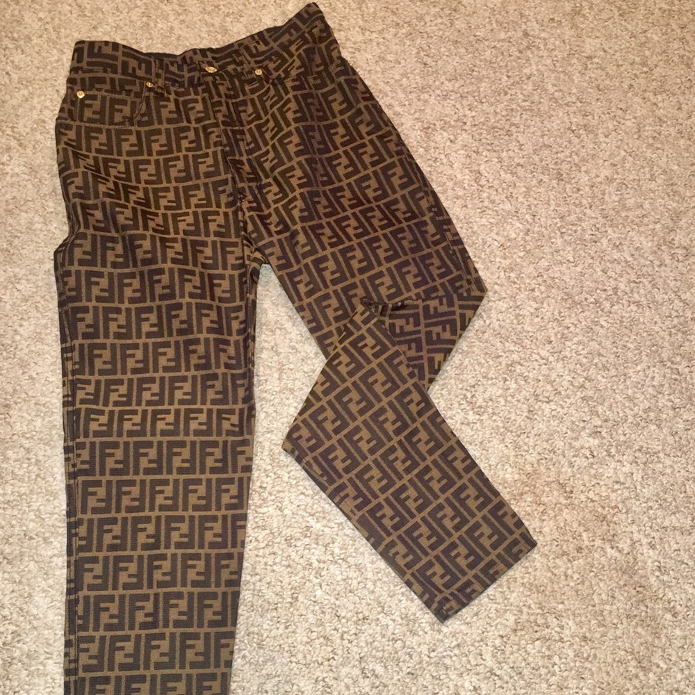 Authentic FENDI Monogram Print Pants